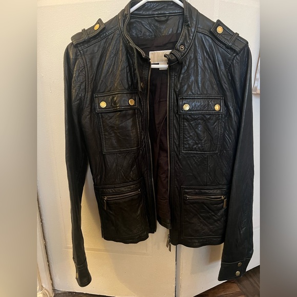 Michael by Michael Kors moto leather distressed Jacket